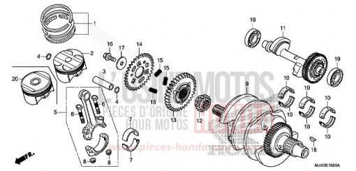 ARBRE VILEBREQUIN/PISTON CB500XAG de 2016